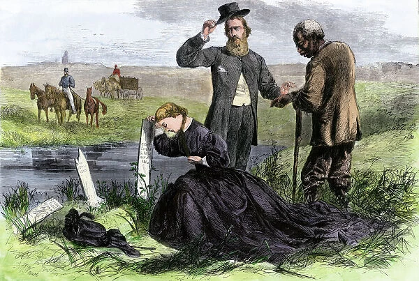 Confederate family mourning a fallen son, Civil War