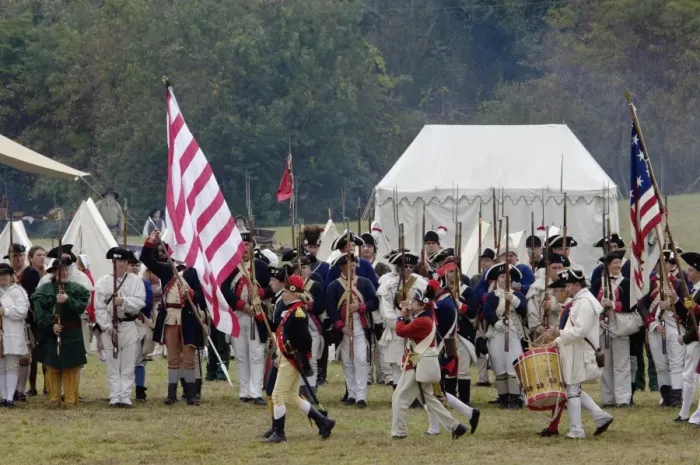 Framed Print : Continental army muster reenactment at Yorktown Battlefield Framed Print : Continental army muster reenactment at Yorktown Battlefield