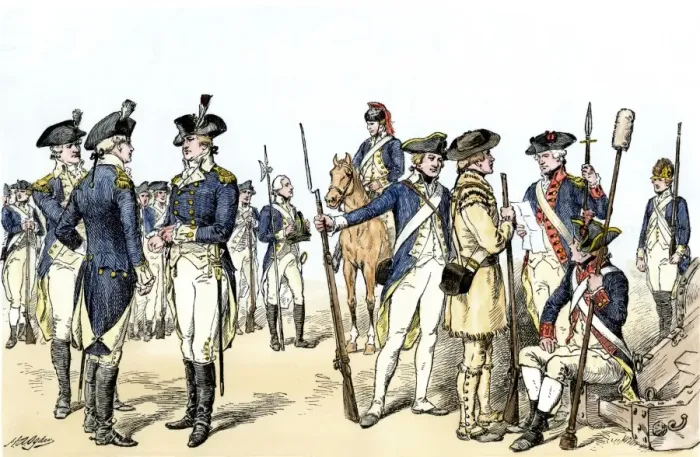 Framed Print : Continental Army uniforms