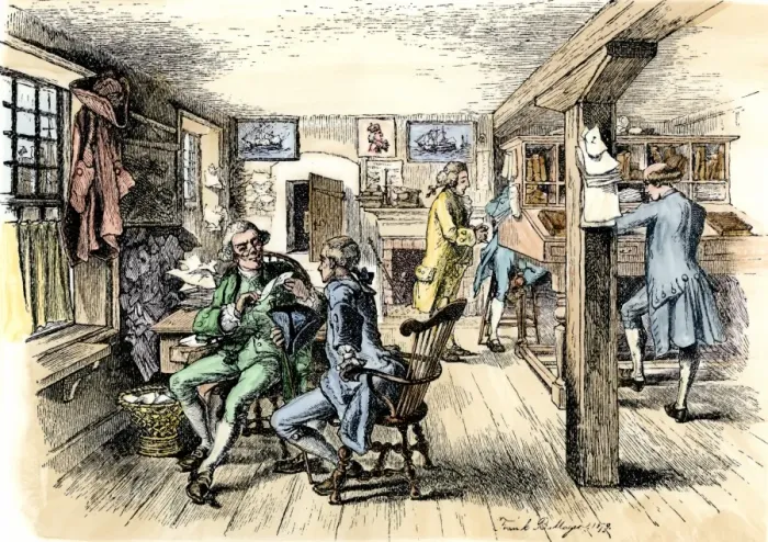 Framed Print : Counting-room of a colonial shipping business Framed Print : Counting-room of a colonial shipping business