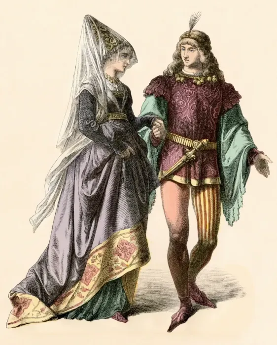 Framed Print : Courtship in medieval Burgundy Framed Print : Courtship in medieval Burgundy