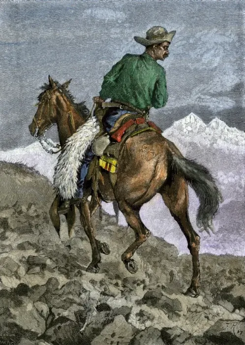 Framed Print : Cowboy searching for stray cattle in the Rocky Mountains Framed Print : Cowboy searching for stray cattle in the Rocky Mountains