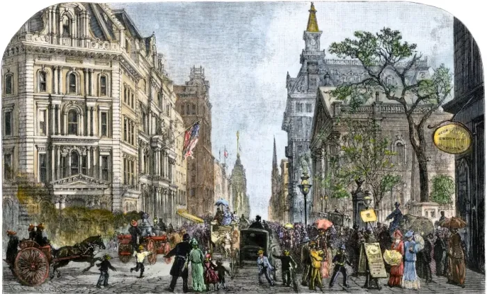 Framed Print : Crowds on Broadway, New York City, 1880s Framed Print : Crowds on Broadway, New York City, 1880s