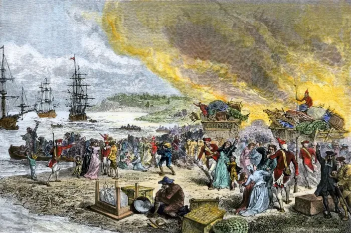 Framed Print : Deportation of the Acadians by the British Framed Print : Deportation of the Acadians by the British