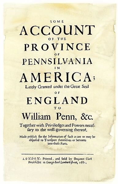 Description of the colony granted to William Penn, 1681