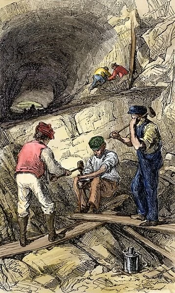 Digging a railroad tunnel