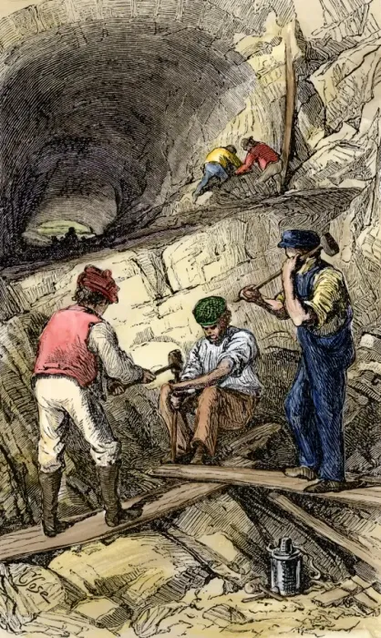 Framed Print : Digging a railroad tunnel Framed Print : Digging a railroad tunnel