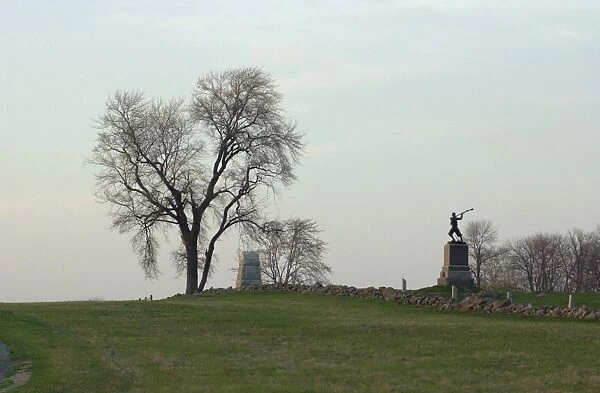 Digital photograph. Memorials along the Union armys position atop Cemetery Ridge