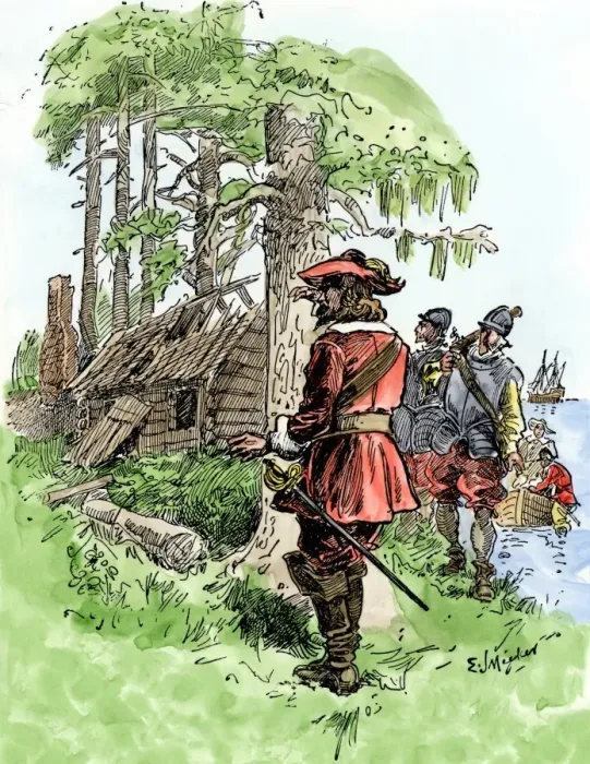 Framed Print : Disappearance of Roanoke Island colonists, 1591 Framed Print : Disappearance of Roanoke Island colonists, 1591