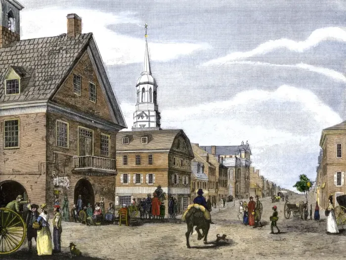 Framed Print : Downtown Philadelphia, about 1800 Framed Print : Downtown Philadelphia, about 1800