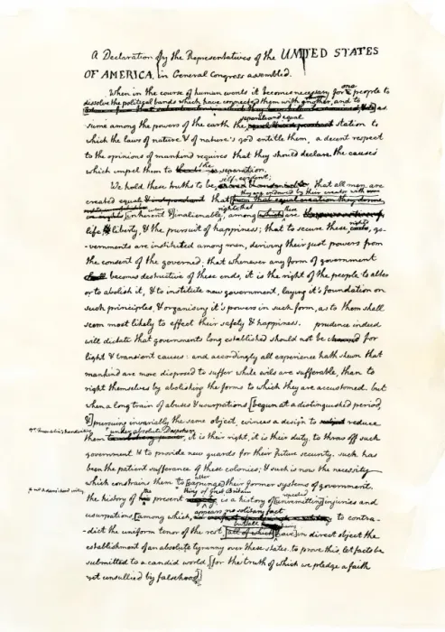 Framed Print : Draft of the Declaration of Independence in Jeffersons handwriting Framed Print : Draft of the Declaration of Independence in Jeffersons handwriting