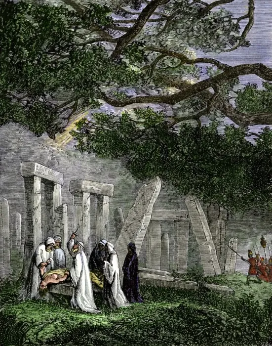 Framed Print : Druid human sacrifice at Stonehenge stopped by Roman soldiers Framed Print : Druid human sacrifice at Stonehenge stopped by Roman soldiers