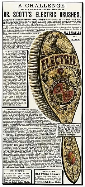 Electric brush for hair restoration, 1880s