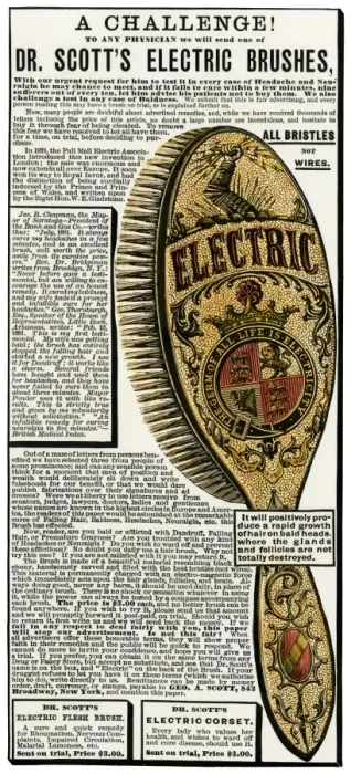 Framed Print : Electric brush for hair restoration, 1880s Framed Print : Electric brush for hair restoration, 1880s