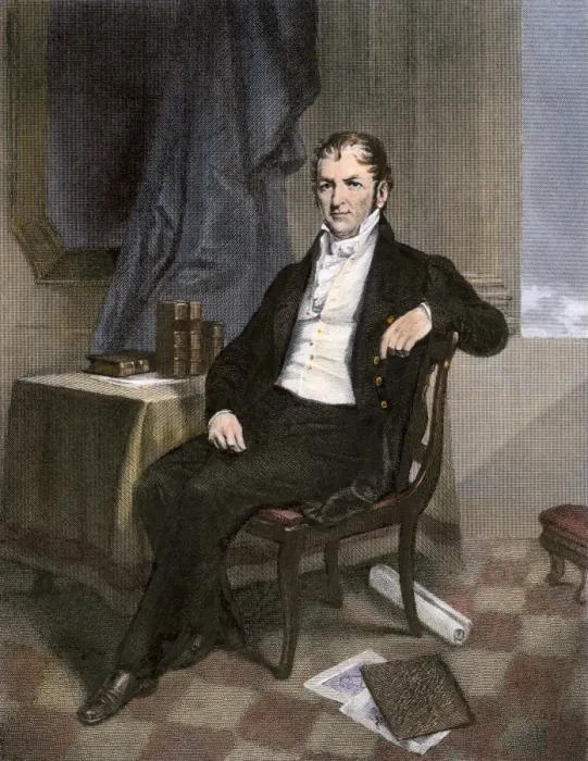 Framed Print : Eli Whitney. Hand-colored engraving of a painting Framed Print : Eli Whitney. Hand-colored engraving of a painting