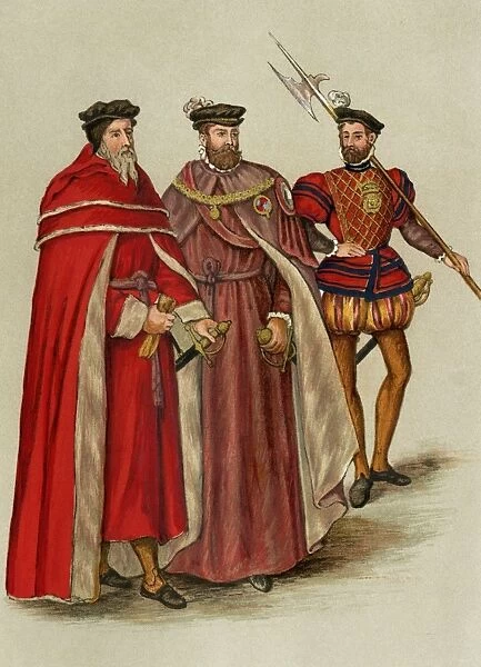 Elizabethan lords and a halberdier