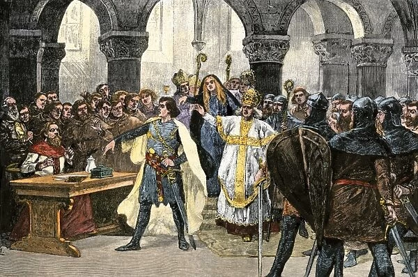 Emperor Henry IV defying Hildebrand