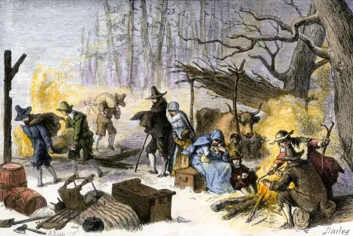 Framed Print : English Puritan settlers arriving on the winter shores of Cape Cod Framed Print : English Puritan settlers arriving on the winter shores of Cape Cod