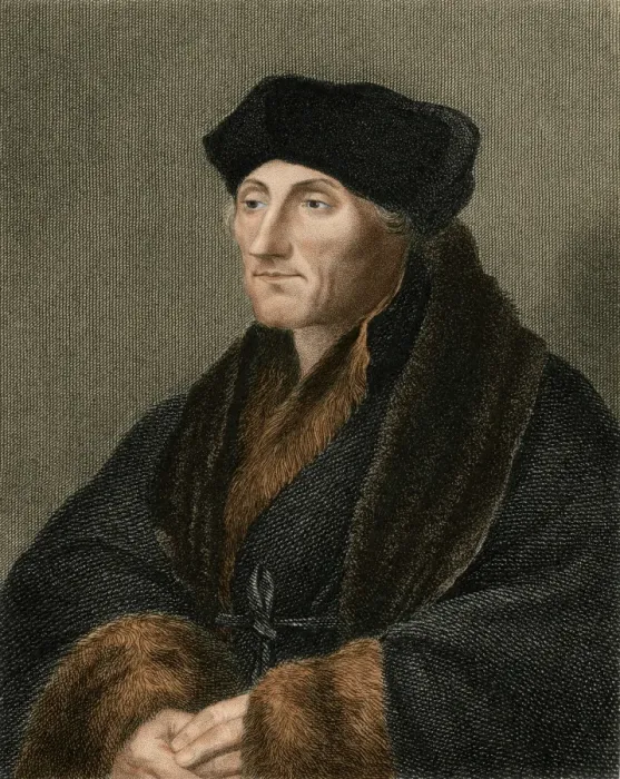 Framed Print : Erasmus. Portrait of the Dutch philosopher, Erasmus.. Digitally colored engraving Framed Print : Erasmus. Portrait of the Dutch philosopher, Erasmus.. Digitally colored engraving