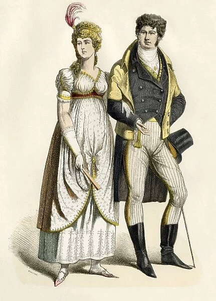 European couple dressed in the Empire style