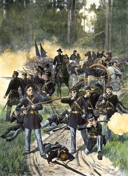 EVCW2A-00026. Union troops engaged at Gaines Mill