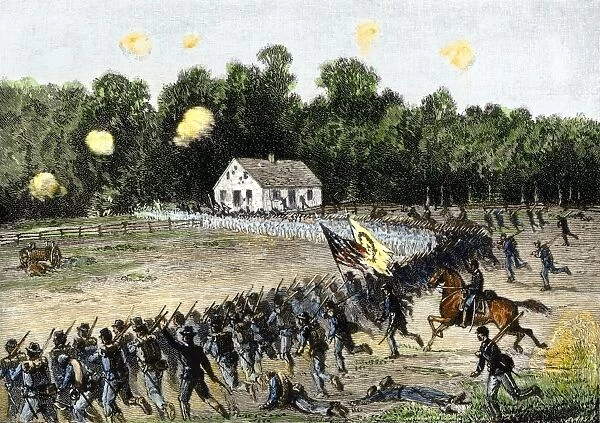 EVCW2A-00030. Irwin's brigade charging the Confederate position at the Dunker Church