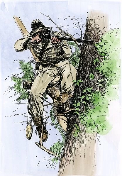 EVCW2A-00085. Confederate sharpshooter taking aim