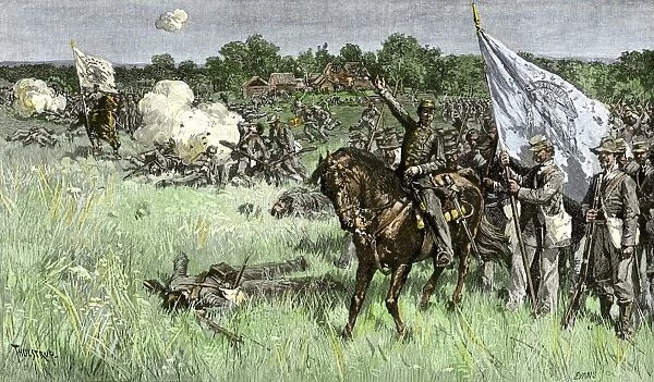 EVCW2A-00126. Rallying Confederate troops under Bee, Bartow,