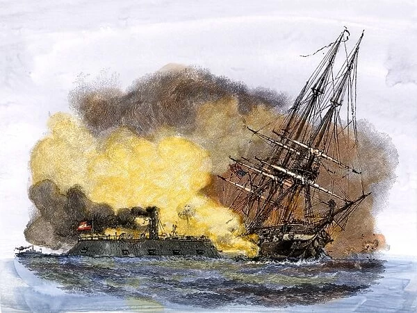 EVCW2A-00137. ' Merrimac, ' a Confederate ironclad ship