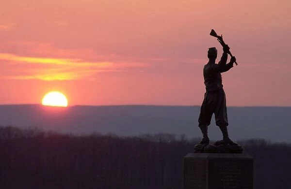 EVCW2D-00071. Memorial statue of a Civil War soldier on Cemetery Ridge