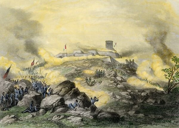 EVNT2A-00017. American assault on the fortress of Chapultepec, US-Mexican War, 1847.