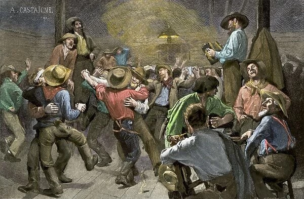 EVNT2A-00032. Miners ball during the California Gold Rush.