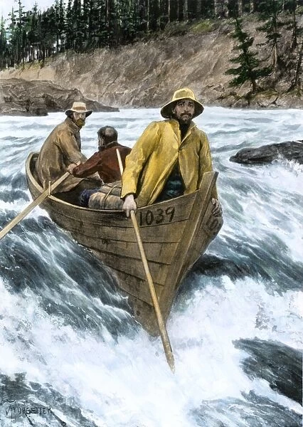EVNT2A-00099. Prospectors risking the White Horse Rapids of the Yukon River