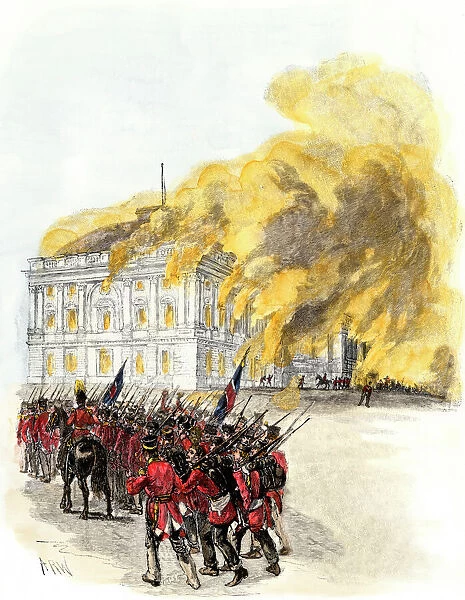 EVNT2A-00183. British army burning the White House in 1814 during the War of 1812.