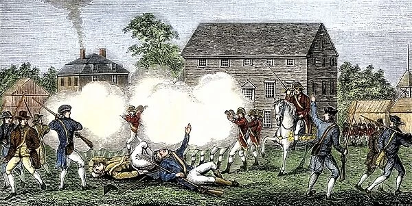 EVRV2A-00061. British troops firing on the Americans at Lexington