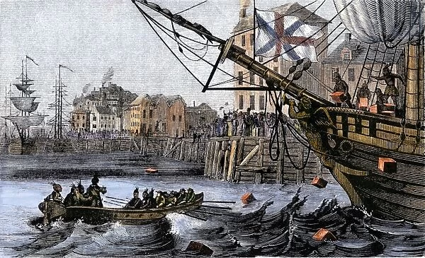 EVRV2A-00062. Boston Tea Party, a protest against British taxes before