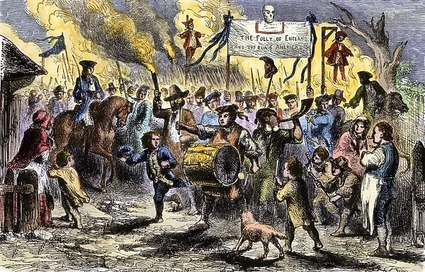 EVRV2A-00071. Stamp Act riots in Boston before the Revolutionary War.