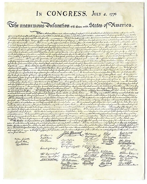 EVRV2A-00074. American Declaration of Independence, 1776.