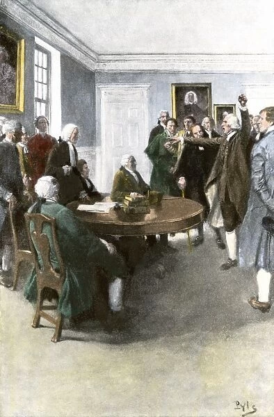 EVRV2A-00105. Samuel Adams demanding British army withdrawal after the Boston Massacre
