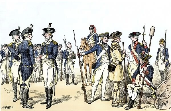 EVRV2A-00134. Continental Army uniforms, 1775-1783, during the Revolutionary War.