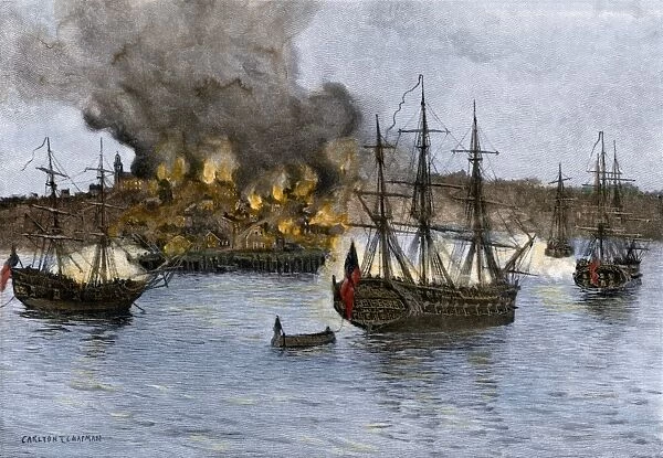 EVRV2A-00192. Destruction of Falmouth (now Portland, Maine) by artillery fire
