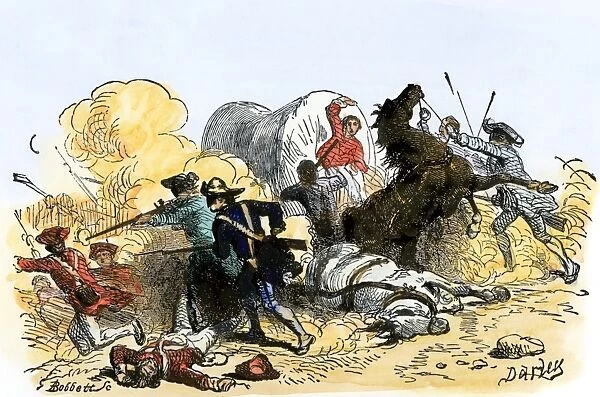 EVRV2A-00220. Colonial Regulators capturing a British supply wagon of gunpowder