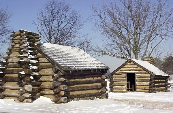 EVRV2D-00020. Continental Army soldiers cabins reconstructed at Valley Forge winter camp