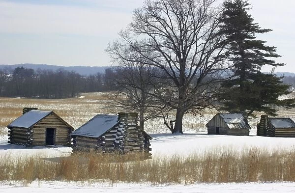 EVRV2D-00073. Continental soldiers cabins reconstructed at the Valley Forge winter camp