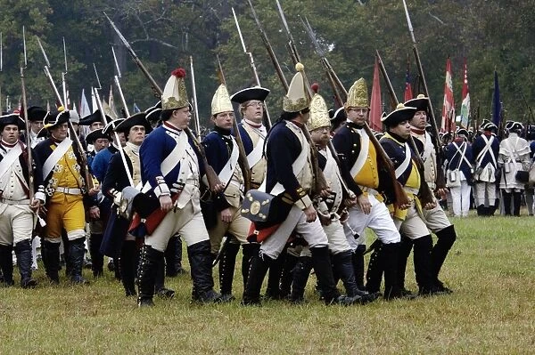 EVRV2D-00094. Hessian troops in the British army take the field in a reenactment