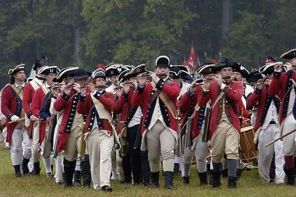 EVRV2D-00099. British fife and drum corps takes the field in a reenactment