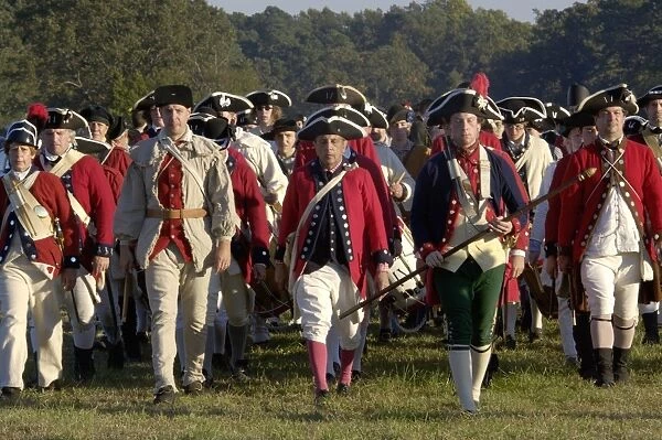 EVRV2D-00148. British troops marching in a reenactment on the Yorktown battlefield