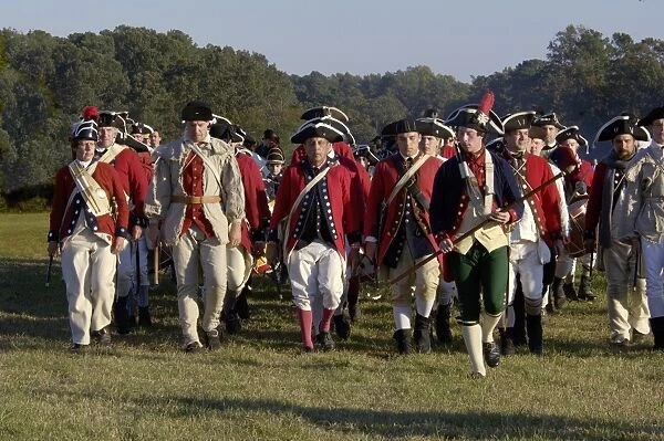 EVRV2D-00149. British troops marching in a reenactment on the Yorktown battlefield