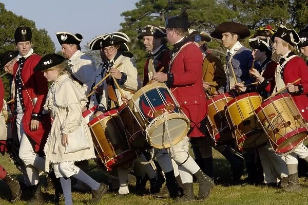 EVRV2D-00152. British fife and drum corps marching in a reenactment at
