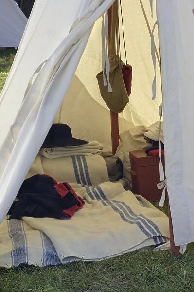 EVRV2D-00169. British soldier's tent, Revolutionary War reenactment at